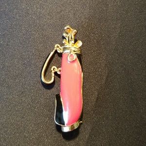 Rare E.Pearl Vintage Red/Black Golf Bag Brooch EUC